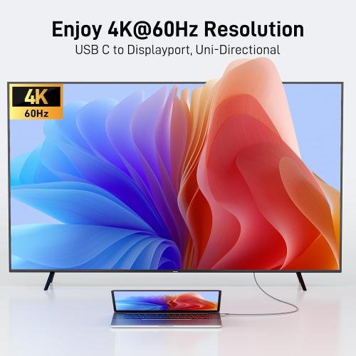 acer USB C to DisplayPort Cable 6.6 FT (4K@60HZ 2K@165Hz), Type-C to DisplayPort Cord (Sturdy Aluminum, Plug & Play) Thunderbolt 3/4/5 Compatible with MacBook Pro/Air, iPhone 16 Pro/Max, XPS, Surface