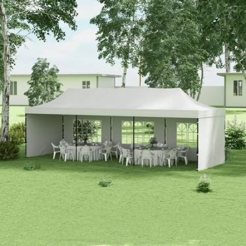 Outsunny 9.5 x 28 Pop Up Canopy Tent with Carry Bag Height Adjustable