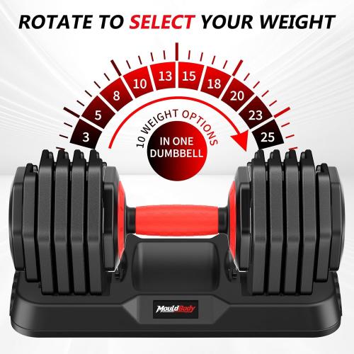 Adjustable Dumbbell Set Pair 25 lb or 50lb,10-in-1 Free Weight
