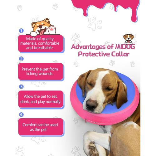 MIDOG Inflatable Dog Cone, Donut Recovery Collar After Surgery, Medium