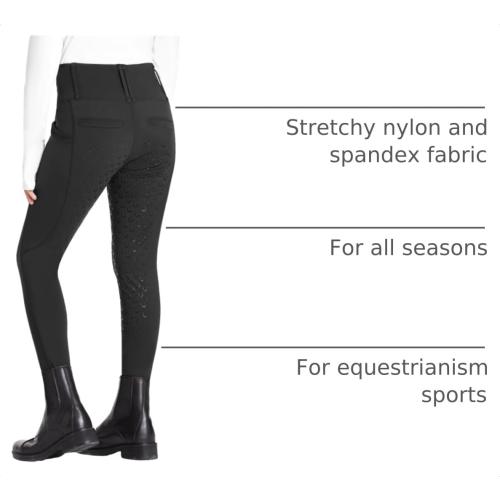 Size XL Black FitsT4 Sports Girls Riding Pants Full Seat High Waist Equestrian Breeches