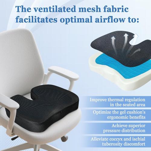 Office Chair Seat Cushion Cover Fit Everlasting Comfort, ComfiLife Coccyx Cushion- Sciatica Tailbone Back Pain Relief Butt Pillow Case for U-Shaped Gel & Memory Pad Replacement Cover(Only Pillowcase)