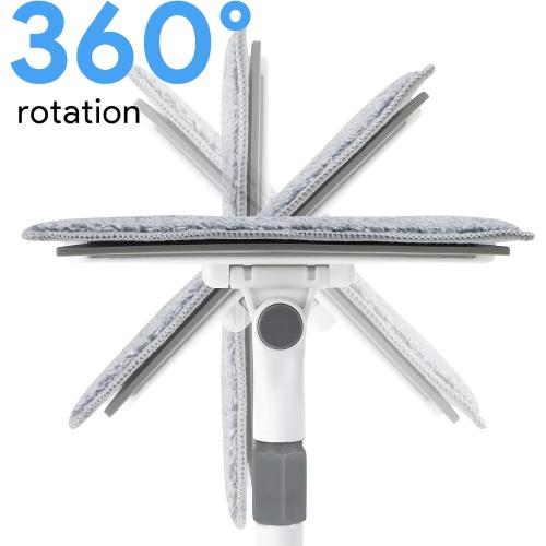 Baseboard Cleaner Tool with Handle, DELUX Baseboard Cleaner with Extendable Long Handle, 4 Reusable Cleaning Pads Wall Cleaner for Baseboards Cleaning, Ceiling, Wall, Floor, Shower Bathroom Kitchen