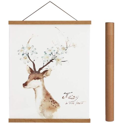 Artmag Magnetic Poster Hanger Frame, 30x40 30x20 30x24 Light Wood Wooden Magnet Canvas Artwork Print Poster Hangers Frames Hanging Kit (Teak Wood, 30)
