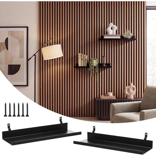 Hicarer 2 Pack Wall Shelves for Wood Slat Acoustic Panels 5.5 x 15.8