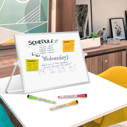 Double-Sided Magnetic White Board with Stand, 16 x 12