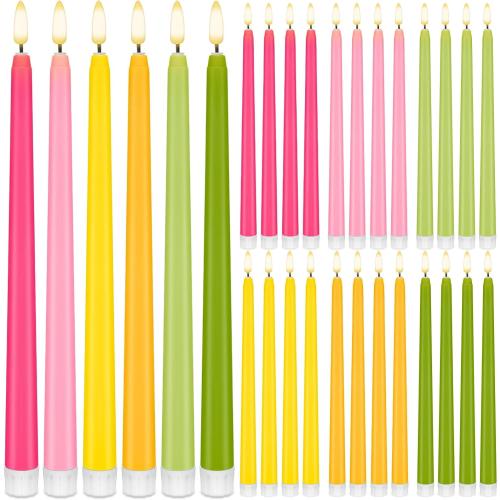 Baquler 24 Pcs 11'' Summer Fruit Flameless Taper Candles