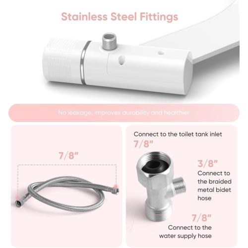 Ultra-Slim Bidet Attachment, Wash-(Retractable Dual Nozzles),
