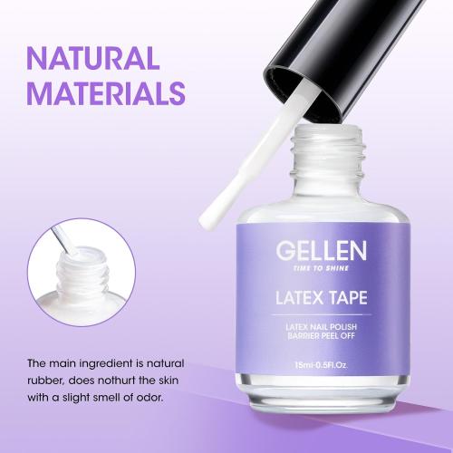 Gellen Liquid Latex for Nails, 2 Pcs Peel Off Protector, 1 Fl.Oz, White