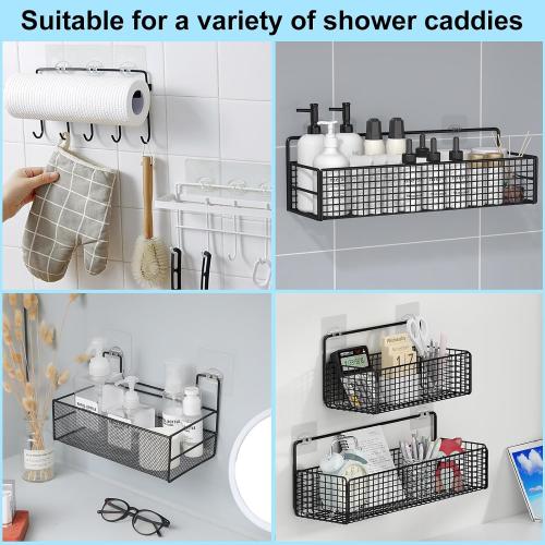 vivinin 15 Pack Shower Caddy Adhesive Replacement, Shower Shelf Adhesive No Drilling, Adhesive Hooks for Showe Caddy, Soap Holder, and Kitchen Racks