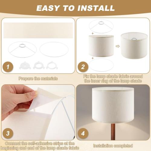 White Small Drum Lamp Shades Set of 2, Linen Spider Fitter Shades