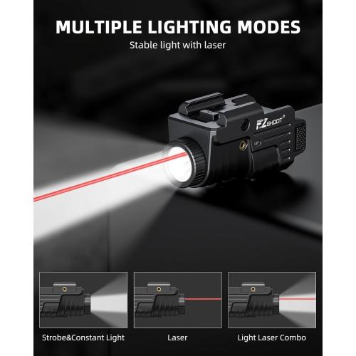 EZshoot 800 Lumens Pistol Light Laser Combo Rechargeable for Home Defense