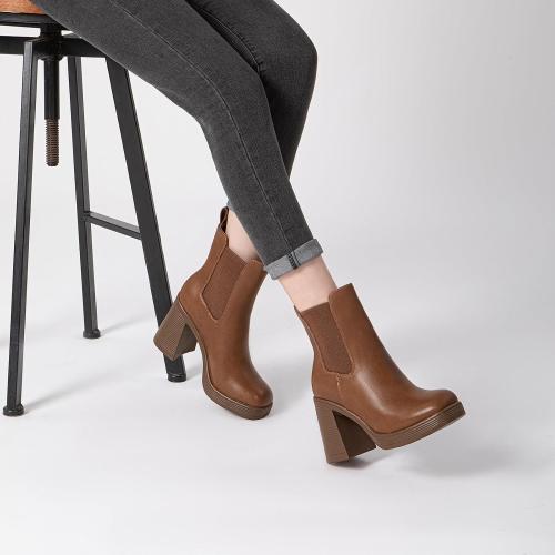 Athelfit Women's Chunky Heel Platform Chelsea Ankle Boots 8‼️