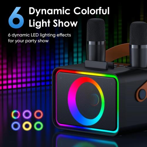 Karaoke Machine for Kids Adults,Bluetooth Speaker 2 Wireless Microphones