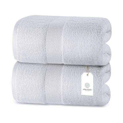 White Classic Luxury Cotton Jumbo Bath Sheets 35x70 | Set of 2 | - White - 70x34