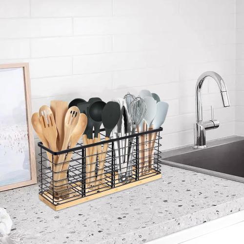 Suli Extra Large Kitchen Utensil Holder Countertop with Removable Divider