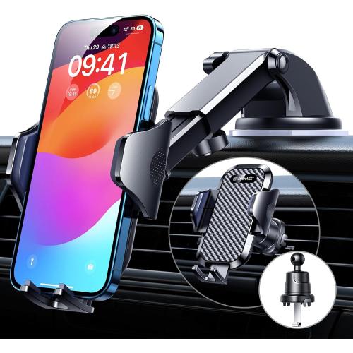VANMASS Car Phone Holder 2026 Ultimate Military-Grade Strongest Suction & Clip Windshield Dashboard【Newest Best Strongest】 Cell Phone Automotive Dash Gauge Accents for iPhone 18 Pro Max 17 16 15 14