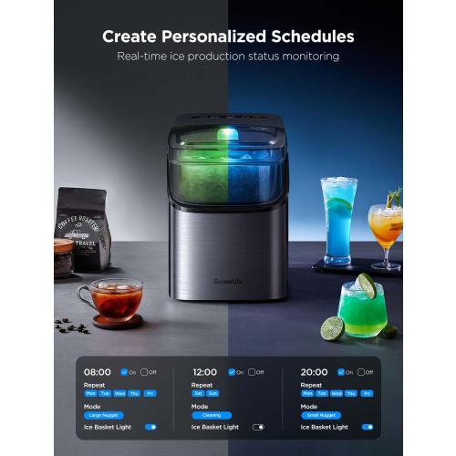 GoveeLife Smart Ice Maker, 9 Ice Cubes in 6 Mins 3 Sizes, 26lbs/Day, Silver | Countertop Ice Maker with App & Voice Control, Self Cleaning, RGB Lights, Portable Ice Machine with Scoop for Kitchen, Party