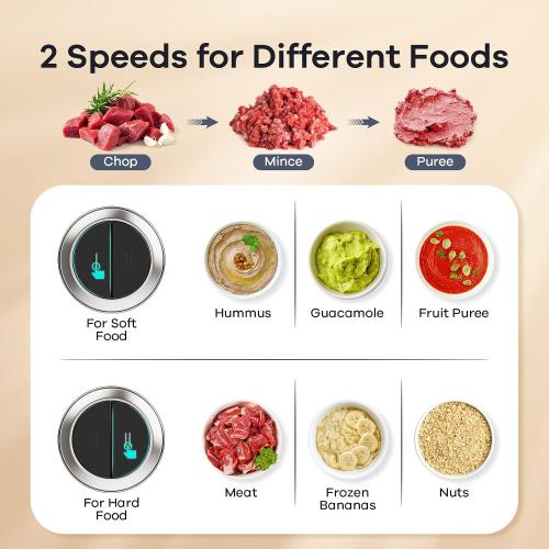 Ganiza Food Processors with 2 Bowls, 450W Meat Grinder Vegetable Chopper