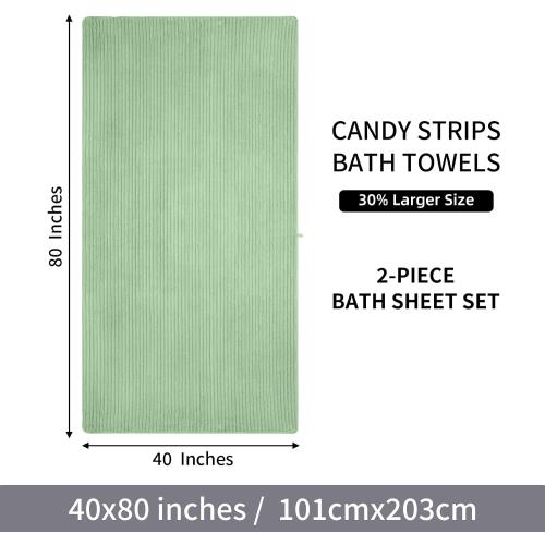 2 Piece Bath Sheets, 40x80 Bath Towels, Sage Green