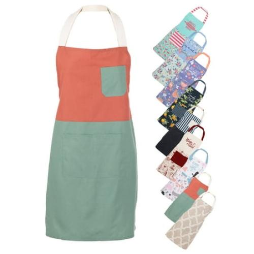 Mainstays Chef Kitchen Apron, 28 x 32 Two Tone Bib Apron with Pockets for Cooking, Baking, Gardening in Red