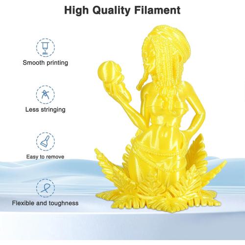 Yellow Silk PLA Filament 1.75mm High Gloss 3D Printer Filament 1kg