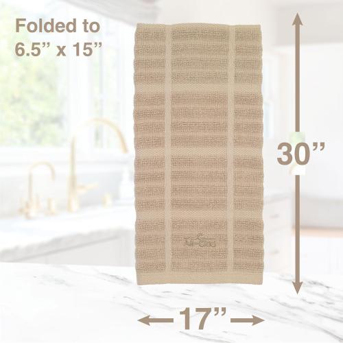 All-Clad Solid Kitchen Towel: Highly Absorbent, Super Soft Long Lasting - 100% Cotton, 17x30 Tea Towel for Cleaning & Drying Dishes, Pans, Glassware, or Countertops, (2Pack), Cappuccino