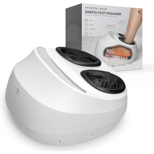 Sharper Image Electric Shiatsu Foot Massager with Heat & Air Compression, Deep Kneading Rollers & Washable Cover, Targets Heels, Balls & Arches up to Mens Size 12, Gift for Women & Men