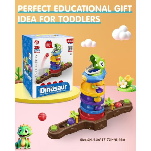 Dinosaur Ball Drop Toy for 3 4 5 6 7 8 Years Old Kids, Dino Spin Twister Toddlers Toy, Shoot Balls Toddler Montessori Toys Gifts for 3-6 Year Old Boys Girls, 2 Players PK Mode