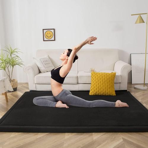 MAXYOYO Baby Play Mat, 1.2 Thick Memory Foam Soft Padded Carpet with Non-Slip Backing, 5x7 ft Japanese Tatami Rug Living Room for Kids, Toddler, Children, Nusery(Black)