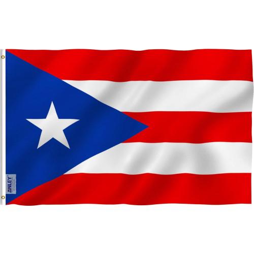 ANLEY Fly Breeze 3x5 Foot Puerto Rico Flag - Vivid Color and Fade proof - Canvas Header and Double Stitched - Puerto Rican National Flags Polyester with Brass Grommets 3 X 5 Ft