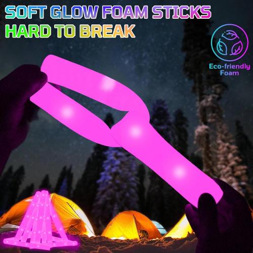 Foam Glow Sticks Bulk, 30 PCS Pink Light Up Foam Sticks 3 Modes, Glow Party Supplies for Wedding,Raves, Carnival, Concert, Halloween, Christmas, Valentine's Day