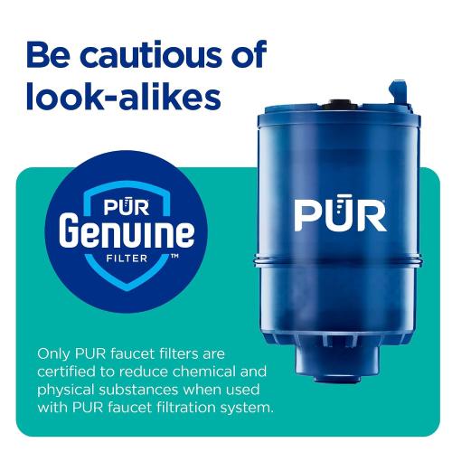 PUR Plus Faucet-Mount Water Filtration System, Lead-Reducing Filter, Grey | Easy Installation, 100-Gallon Capacity, Compatible with External Aerators