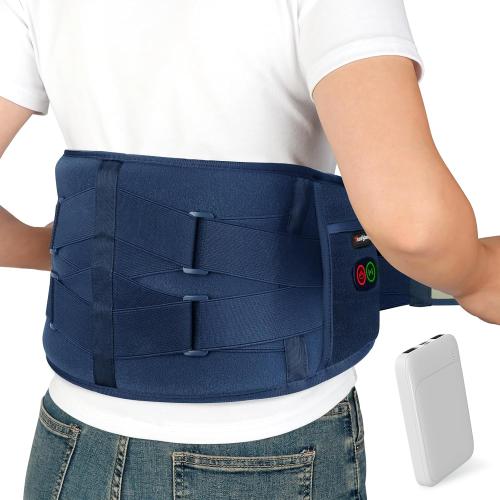 Comfytemp Cordless Heating Pad with Massager for Back FSA Eligible HSA Blue