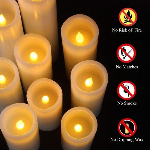 Vinkor Flameless Candles Battery Operated Candles Real Wax Pillar LED Candles with 10-Key Remote and Cycling 24 Hours Timer (Ivory 4 5 6 7 8 9)