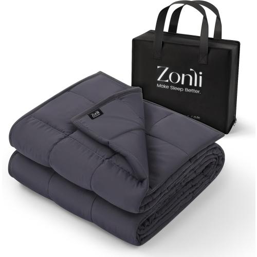 ZonLi Weighted Blanket for Adults (60x80, 20lbs, Dark Grey) | Queen Size High Breathability Cooling Heavy Blanket, Soft Material with Premium Glass Beads, All-Season, Easy Care