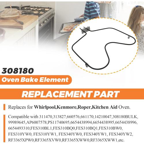 【UPGRADED】WP308180 W10308477 Oven Bake Element Replacement for Whirlpool Oven Heating Element WP308180 by Beaquicy - Suitable for Kenmore,Whirlpool ovens RF366PXXN2,FEP310EN0,RF365PXYN0,RF327PXVW,etc.