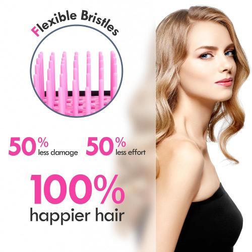 4 Pack Vented Detangling Hair Brush - Detangler Hairbrush with Soft Bristles for Effortless Tangle Free - Ideal for Wet Dry or Curly Damaged Hair for Women Men Kids