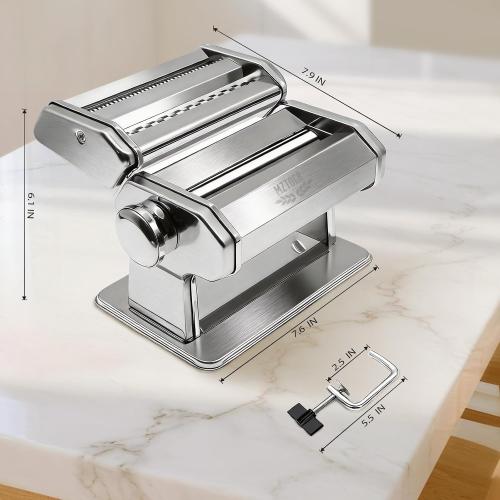 MZTOGR 3-in-1 Pasta Maker Machine - 9 Thickness Stainless Steel Roller