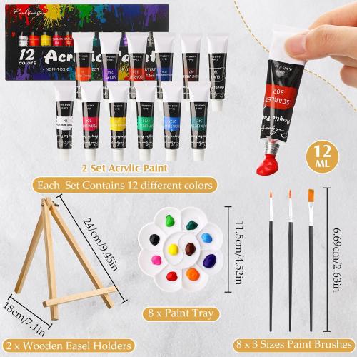 Cholemy 36 Pcs Paint and Sip Kit Gift for Adults 8''x10'',Flower Lady