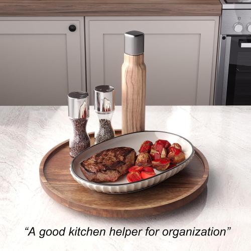 VERTORGAN Lazy Susan Bamboo Organizer for Kitchen,Cabinet(Large)