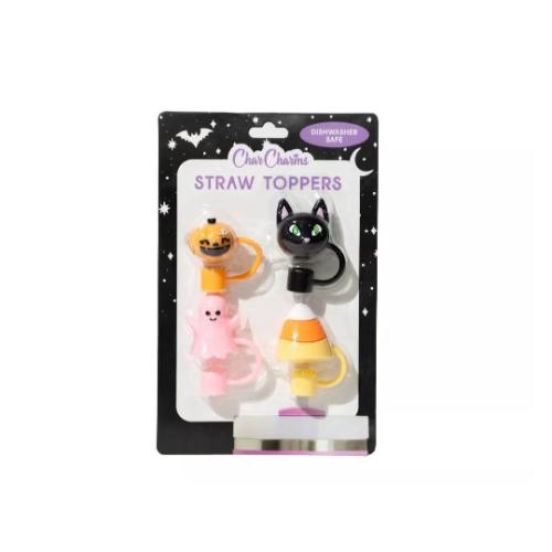 CharCharms 4pk Straw Toppers, HALLOWEEN
