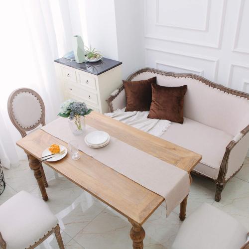 Soft Caddice Faux Linen 2 Piece Fabric in 1 Table Runner, eco-Friendly Fabric Handcrafted Runner, Natural Linen 12 x 36 Inch