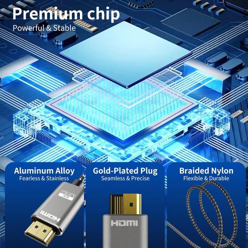 8K DisplayPort to HDMI Cable 6 ft, Uni Directional, 8K@60Hz, 4K@240Hz