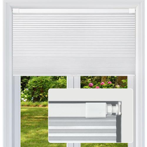 Cordless Cellular Shades, No Drill No Tools Honeycomb Window Blinds, Blackout Light Blocking Cellular Shades for Window, Thermal Insulation Blinds, Easy to Install, White 22 W x 48 H