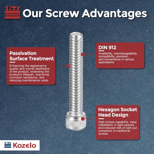 25pcs Socket Head Cap Screws Bolts Nuts Kit M4 304 Stainless Steel