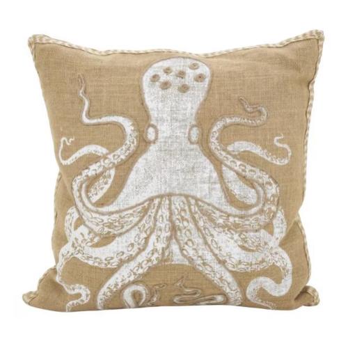 Saro Lifestyle Octopus Down Filled Cotton Jute Throw Pillow