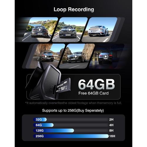 FAIMEE 4K Dash Cam Front and Rear, Night Vision, WDR, Free Card Included
