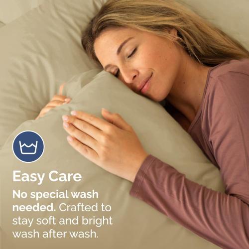 Standard Pillow Cases Set of 2 - Ultra Soft Cozy Pillowcase Covers - Beige