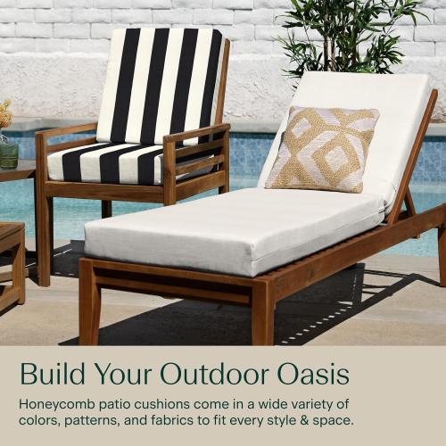 Honeycomb Outdoor Heritage Chaise Cushion for Patio Furniture, 21.5 x 70 | Textured Solid Bone Chair Cushion, Water & Fade Resistant, Reversible Design, Removable Cover for Outdoor Furniture